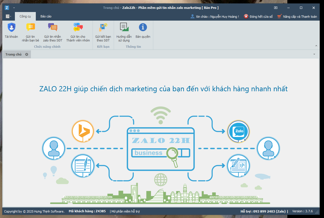 Zalo22h - Phần mềm Auto gửi tin nhắn zalo hàng loạt - Sử dụng 1 máy vĩnh viễn